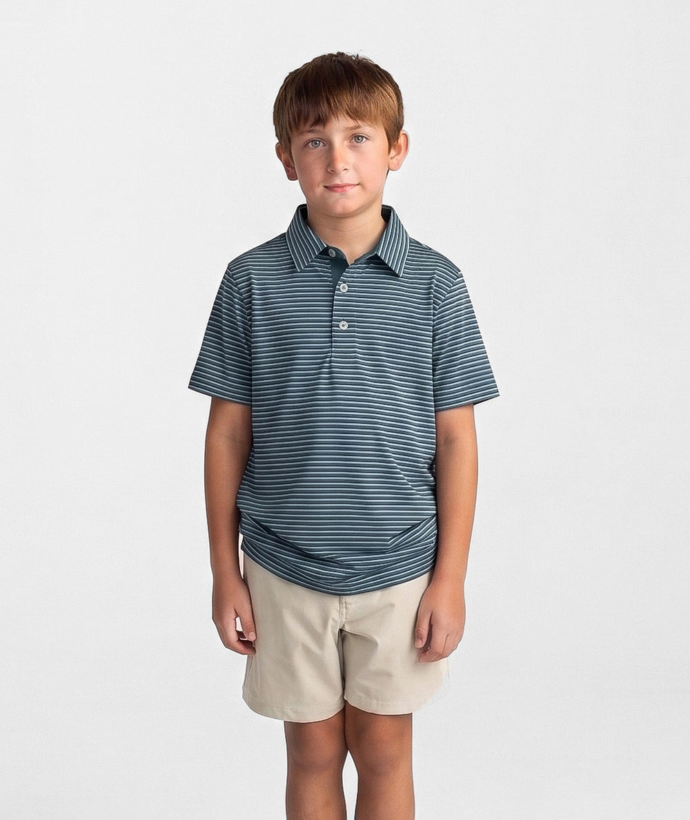 Boys Crestline Striped Polo-Deep Harbor