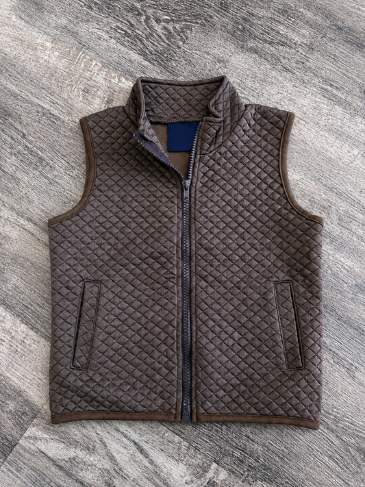 Boys Brown Quilted Vest