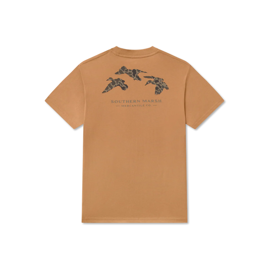 Youth Camo Flying Ducks Tee- Camel