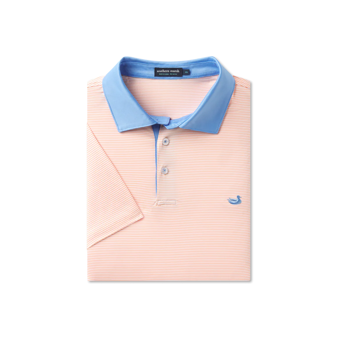 Bermuda Performance Polo-Hampton Stripe Peach & White