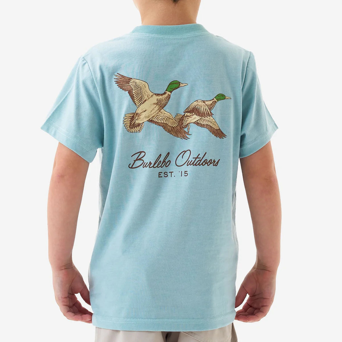 Youth Flying Mallards Tee- Heather Sky Blue