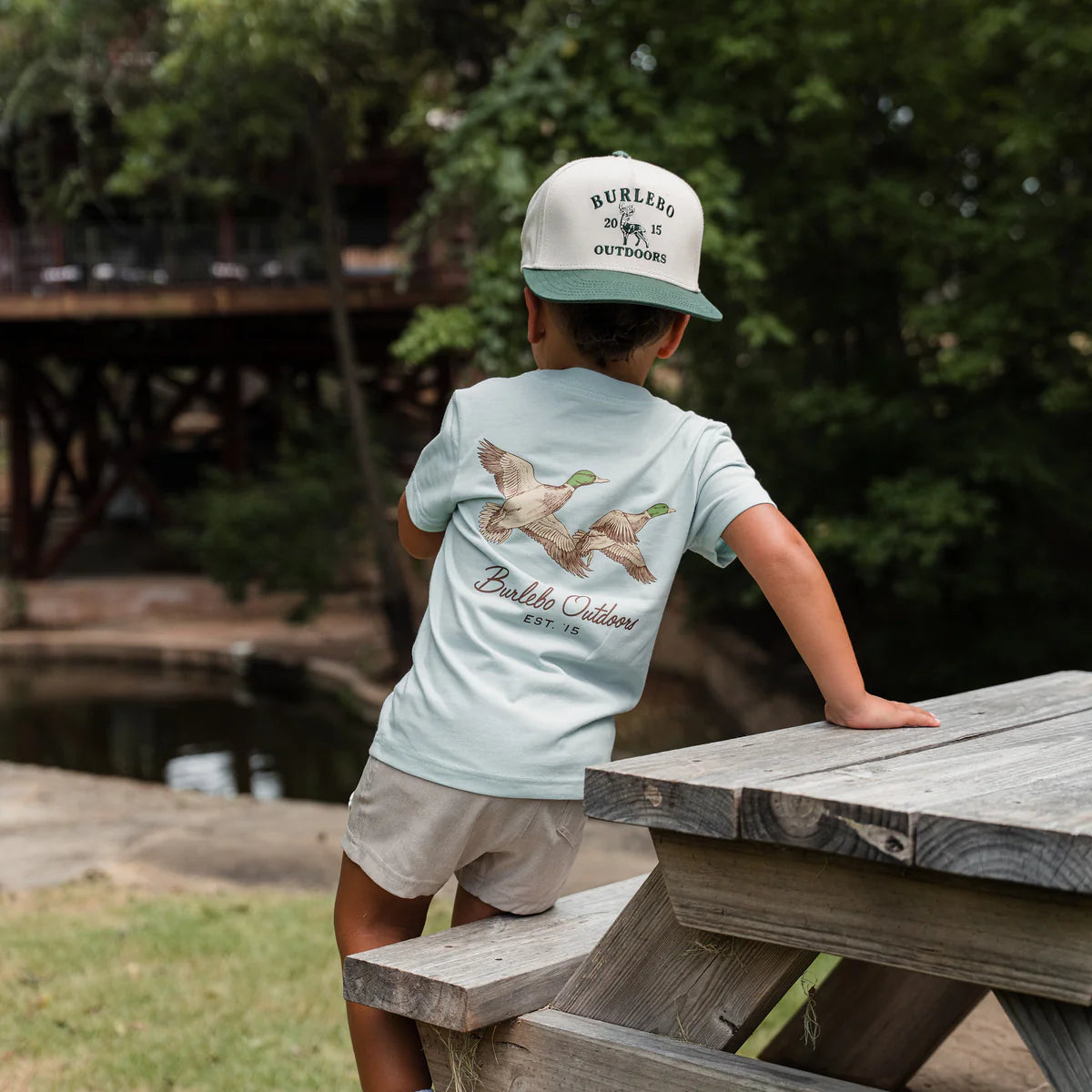 Youth Flying Mallards Tee- Heather Sky Blue