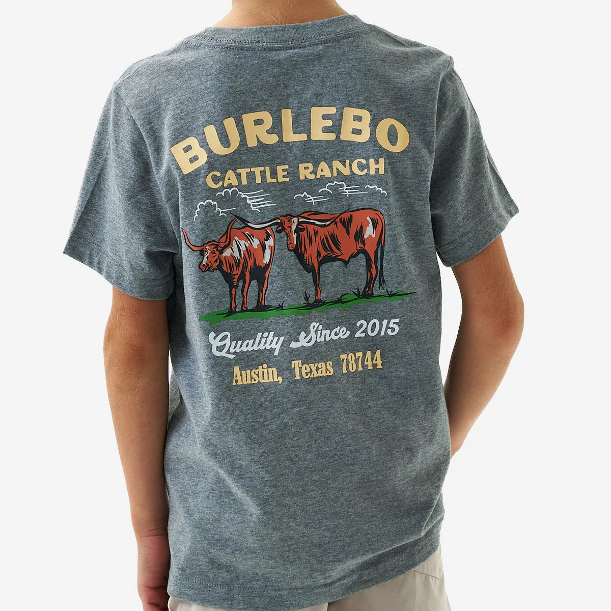Youth Cattle Ranch Tee- Dark Heather Grey