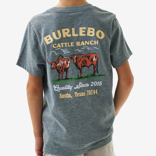 Youth Cattle Ranch Tee- Dark Heather Grey