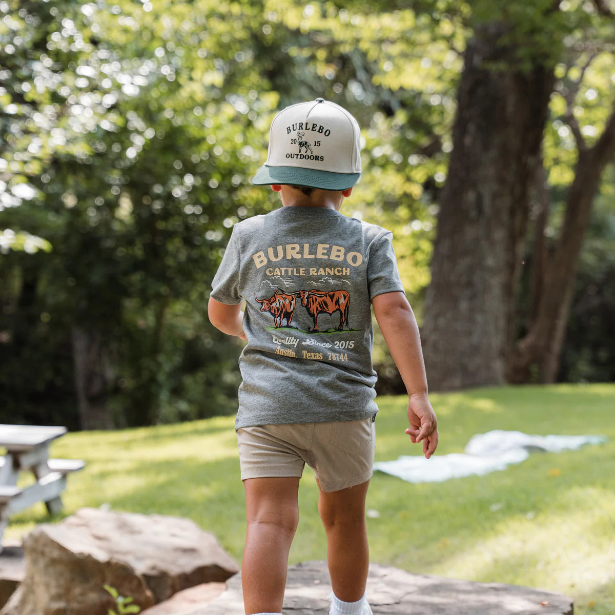 Youth Cattle Ranch Tee- Dark Heather Grey