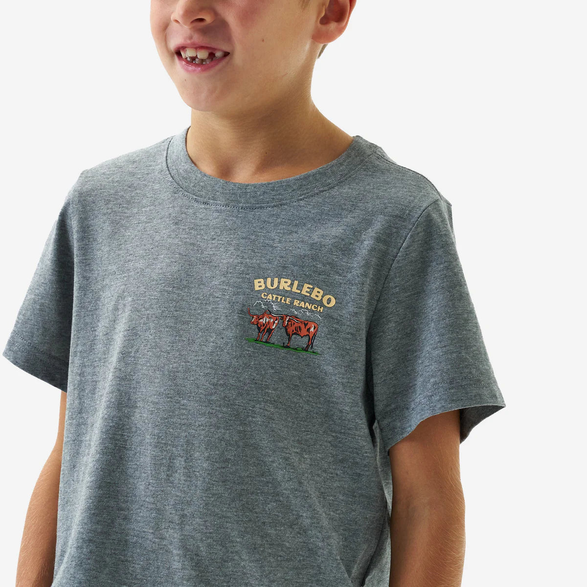 Youth Cattle Ranch Tee- Dark Heather Grey