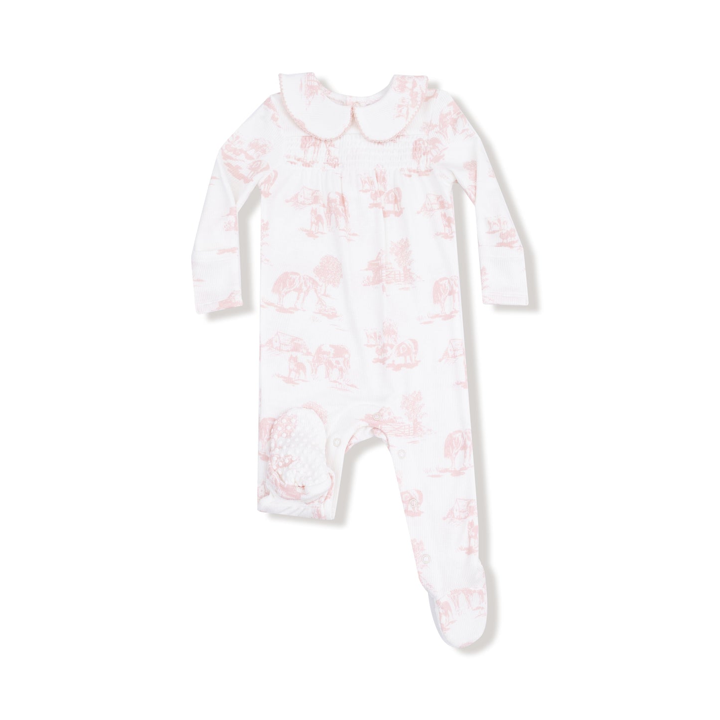 Farm Toile Footie- Pink