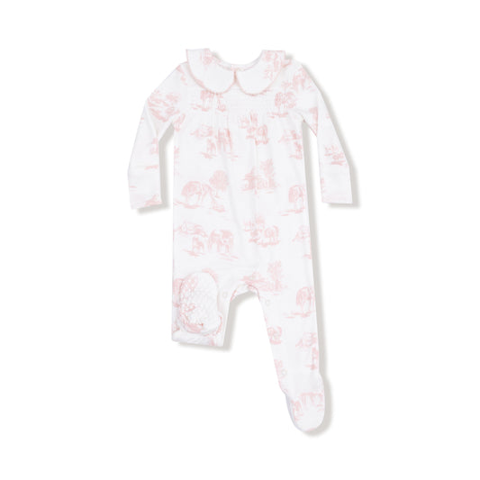 Farm Toile Footie- Pink
