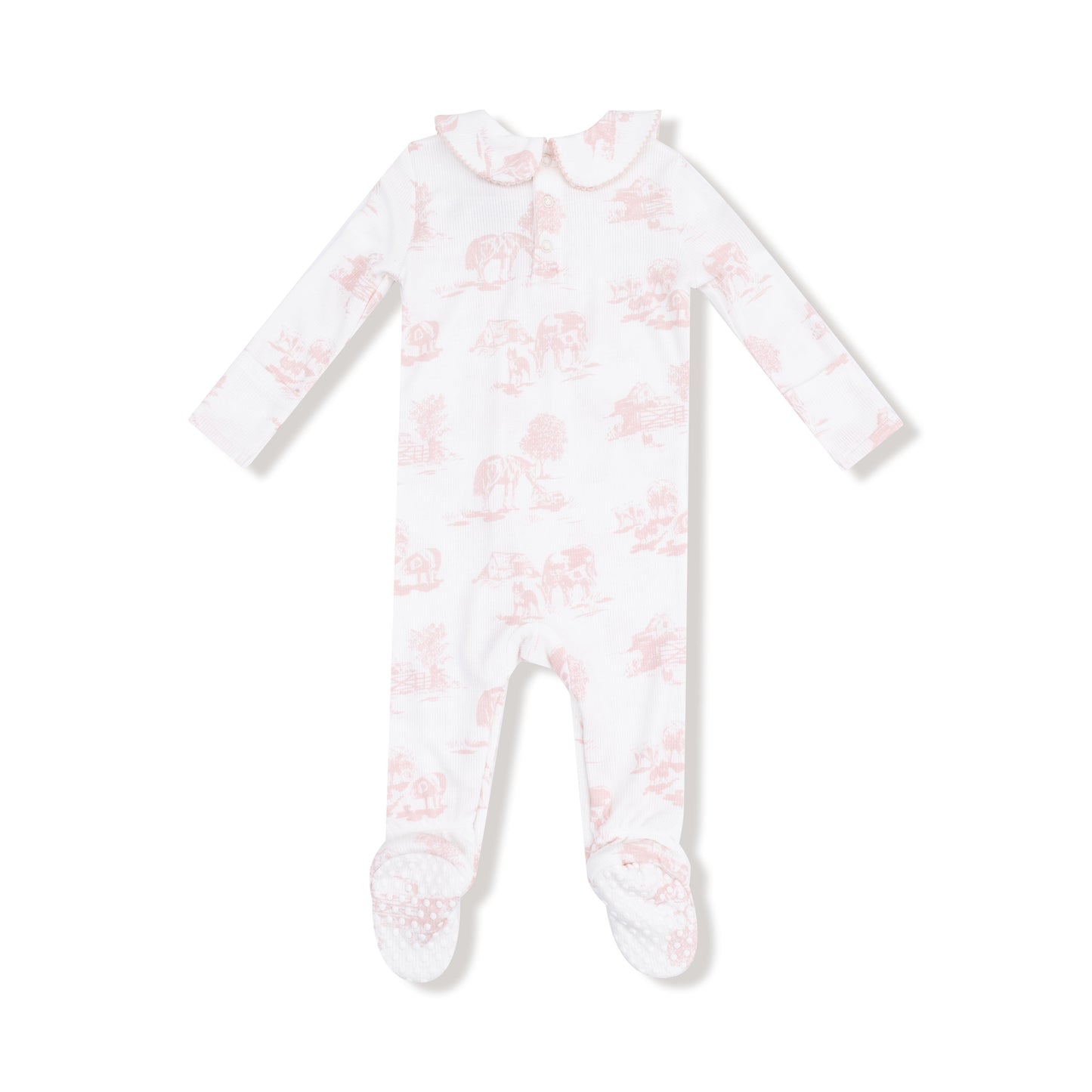 Farm Toile Footie- Pink