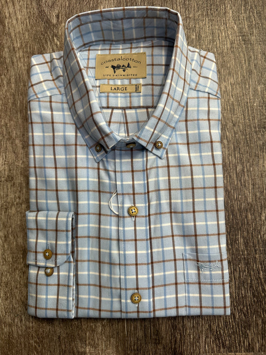 Cotton Twill Sport Shirt: Bay Blue