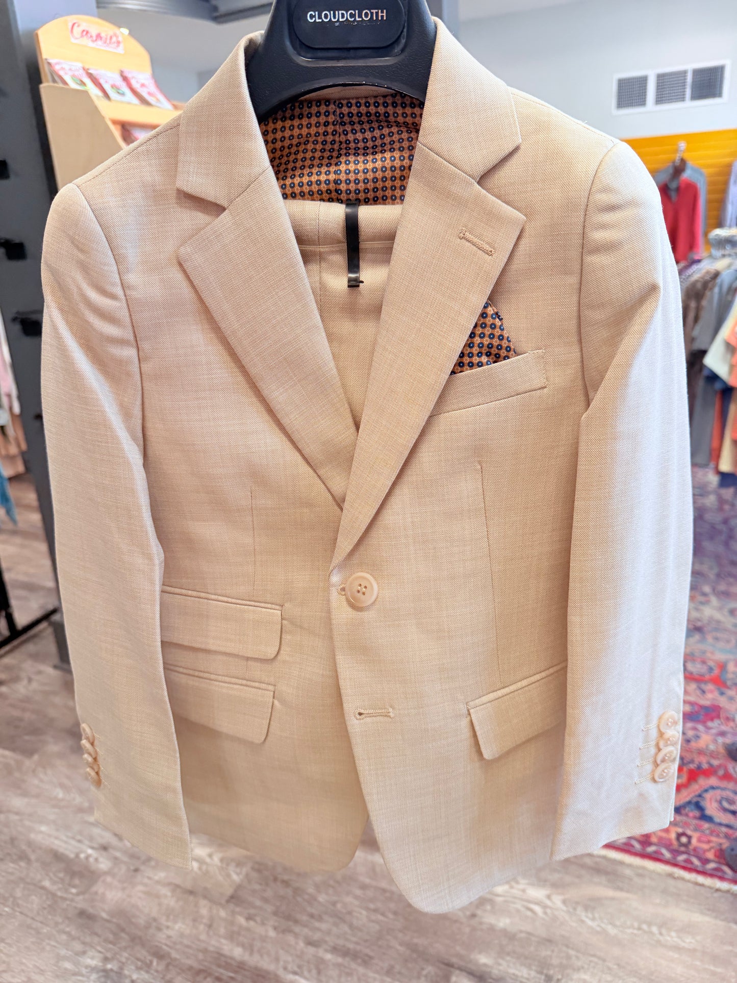 BOY'S SAND CHAMBRAY TEXTURED SUIT