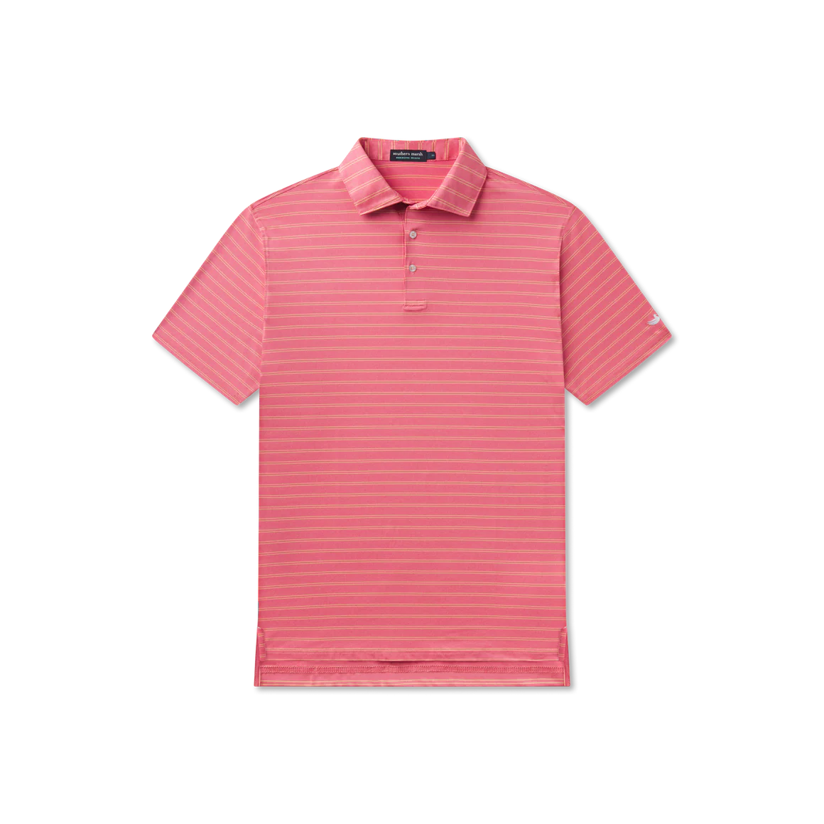 Newcastle Stripe Featherlight Polo- Coral