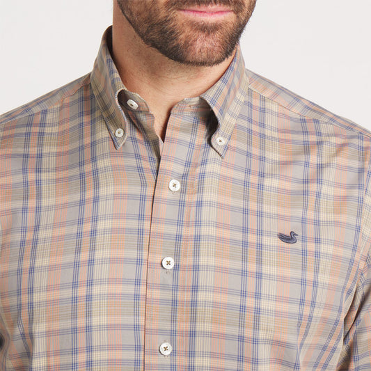 Benton Grid Dress Shirt- Burnt Taupe