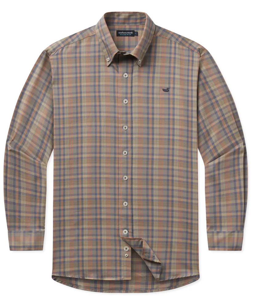 Benton Grid Dress Shirt- Burnt Taupe