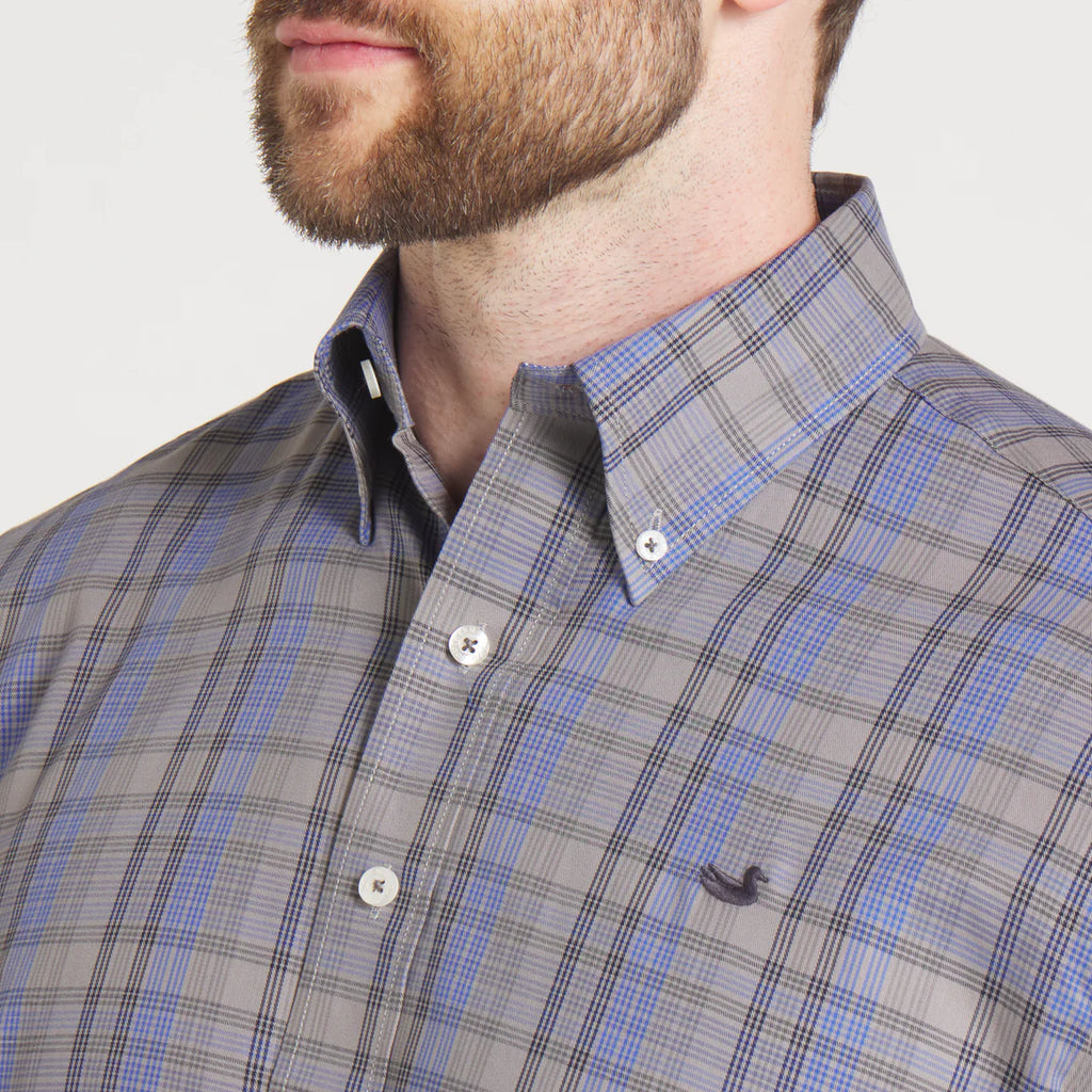 Benton Grid Dress Shirt- Light Gray