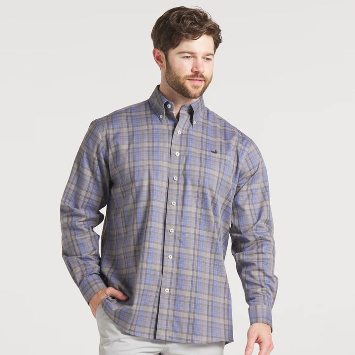Benton Grid Dress Shirt- Light Gray