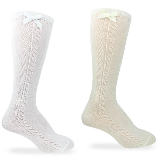 1650 Pointelle Bow Knee High Socks