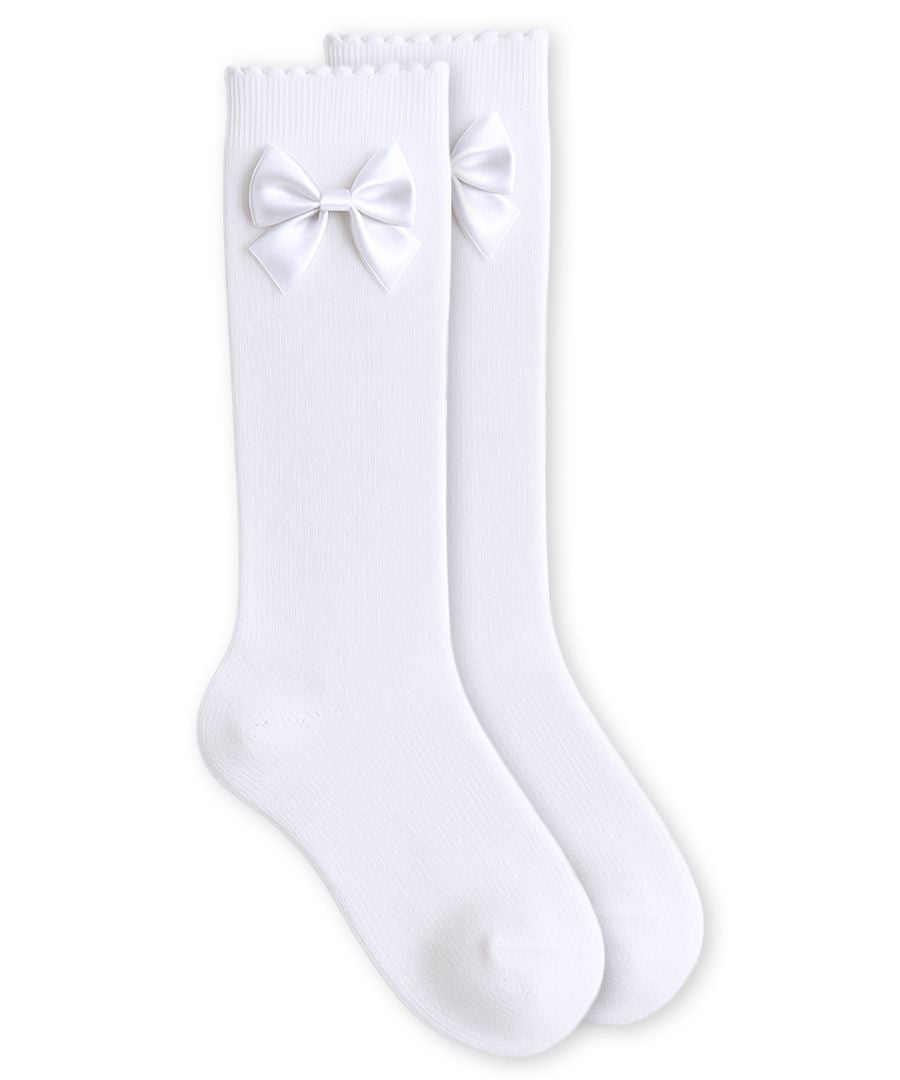 1660 Satin Bow Scallop top Knee High Sock