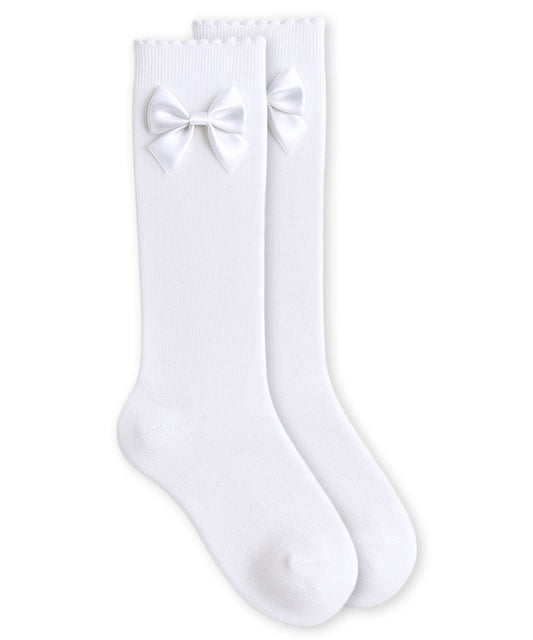 1660 Satin Bow Scallop top Knee High Sock