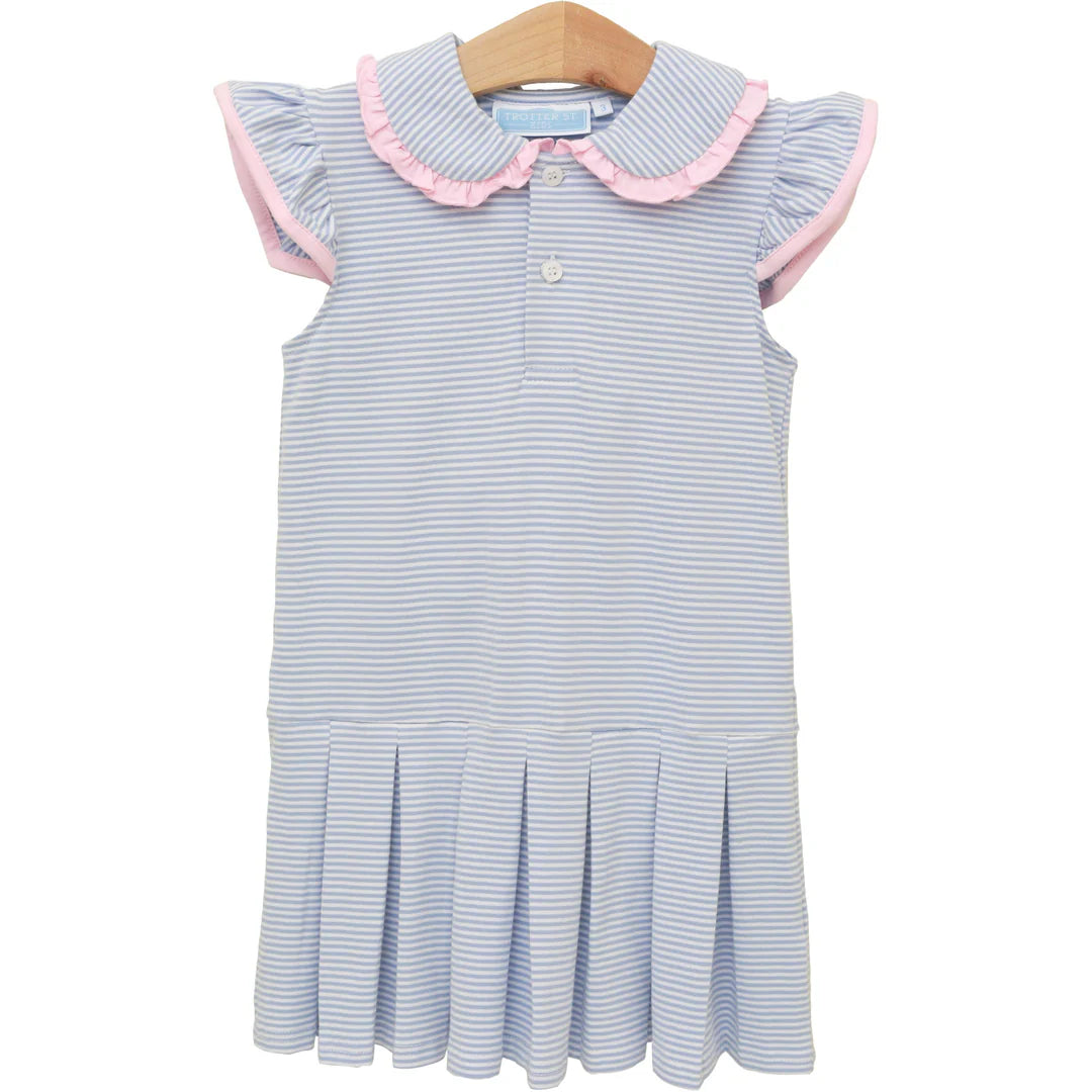 Camilla Dress- Dusty Blue Stripe