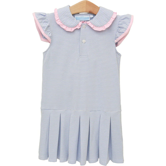 Camilla Dress- Dusty Blue Stripe