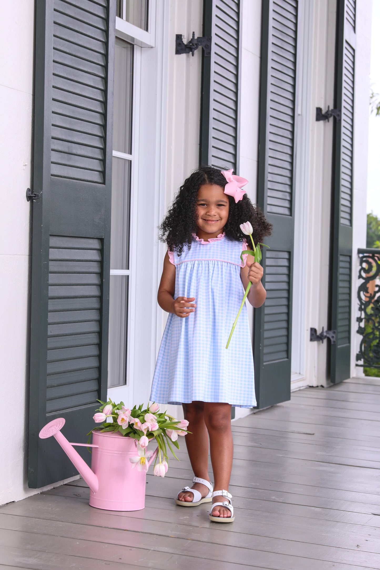 Meredith Dress- Lt Blue Gingham
