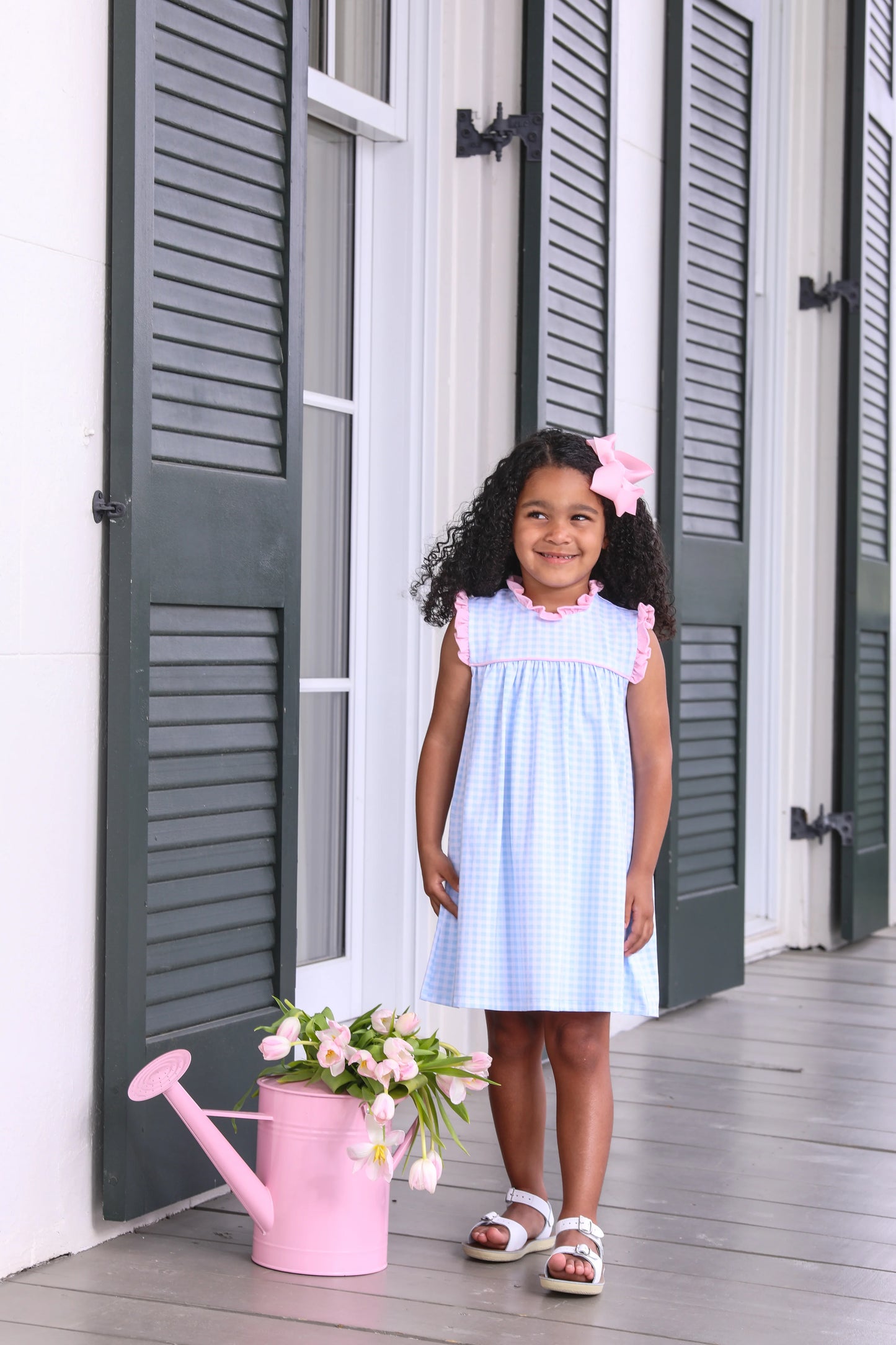 Meredith Dress- Lt Blue Gingham