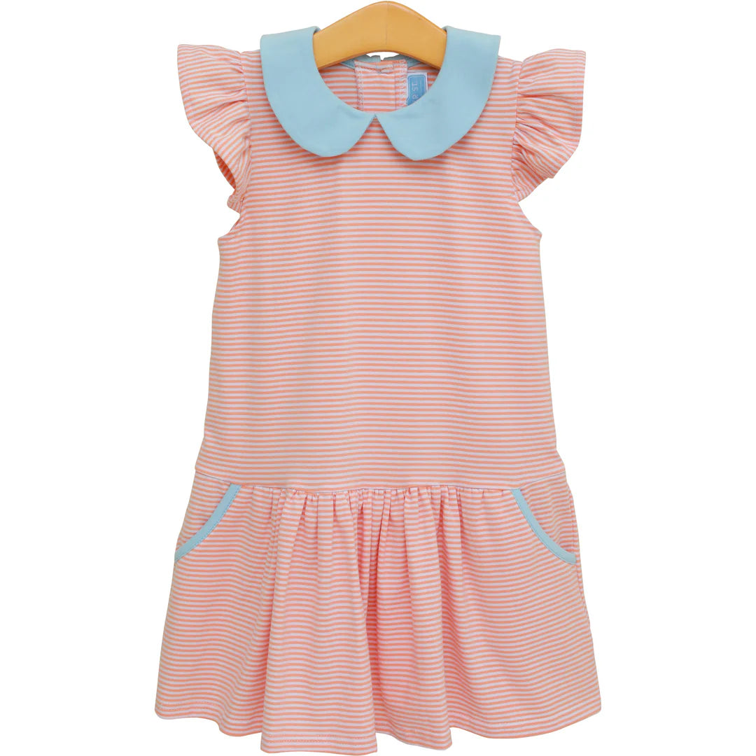 Genevieve Dress- Coral Stripe