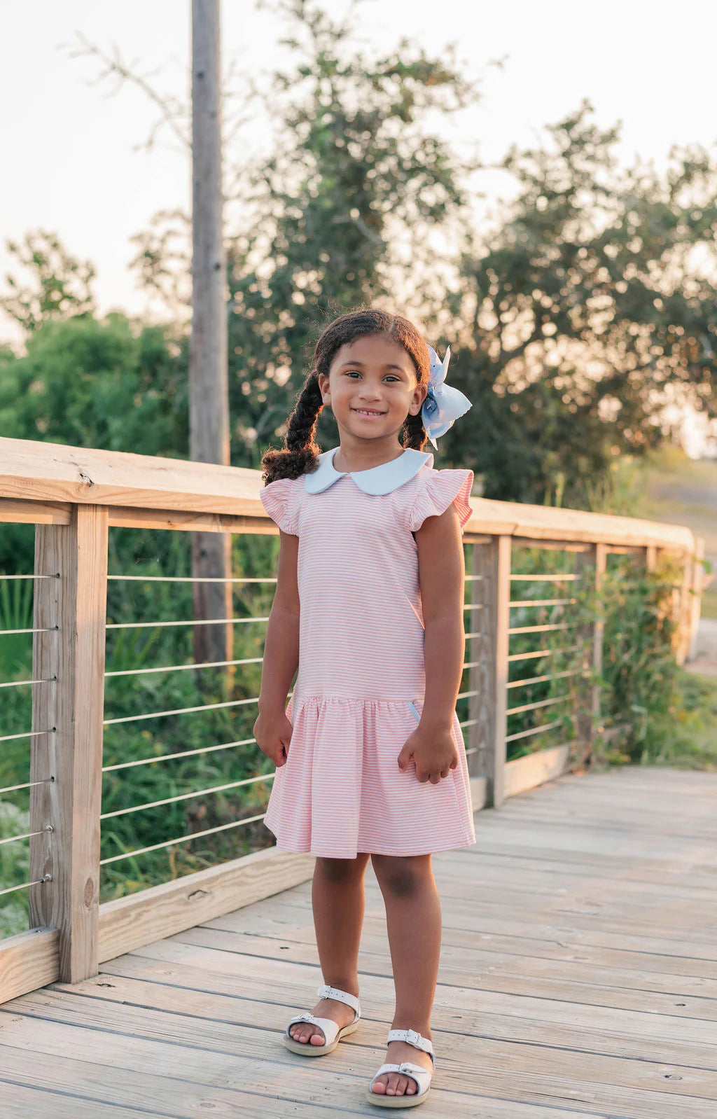 Genevieve Dress- Coral Stripe