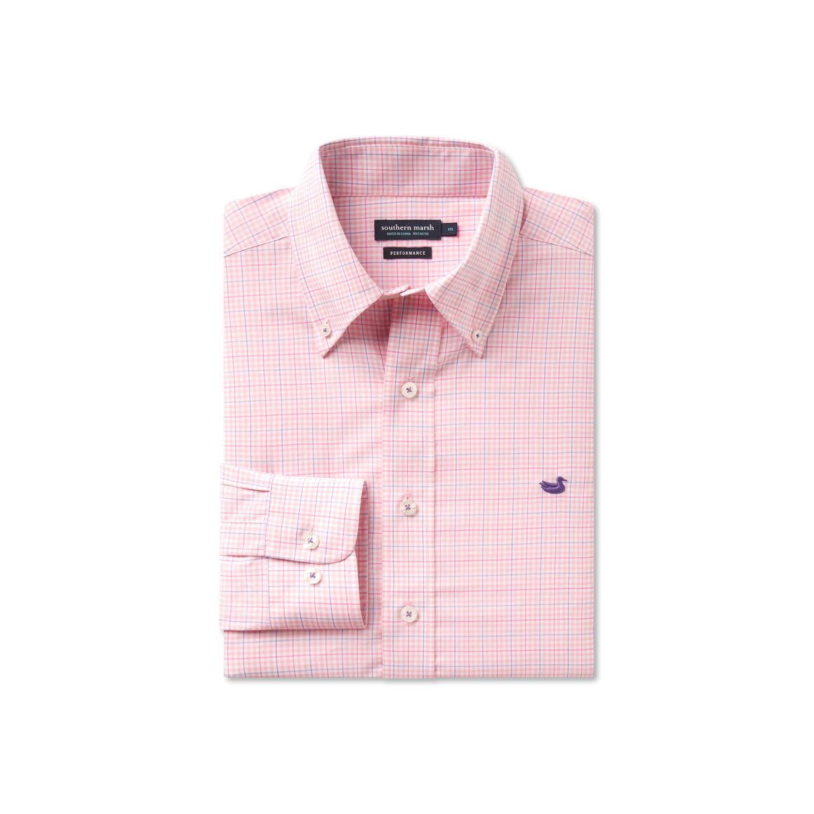 Dyer Performance Gingham Dress Shirt- Camelia & Wharf Purple