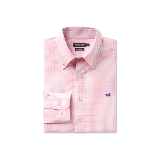 Dyer Performance Gingham Dress Shirt- Camelia & Wharf Purple