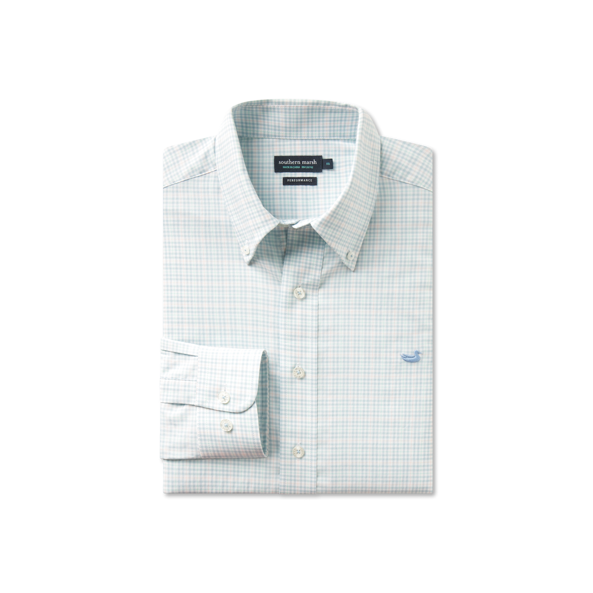 Dyer Performance Gingham Dress Shirt- Light Blue & Mint