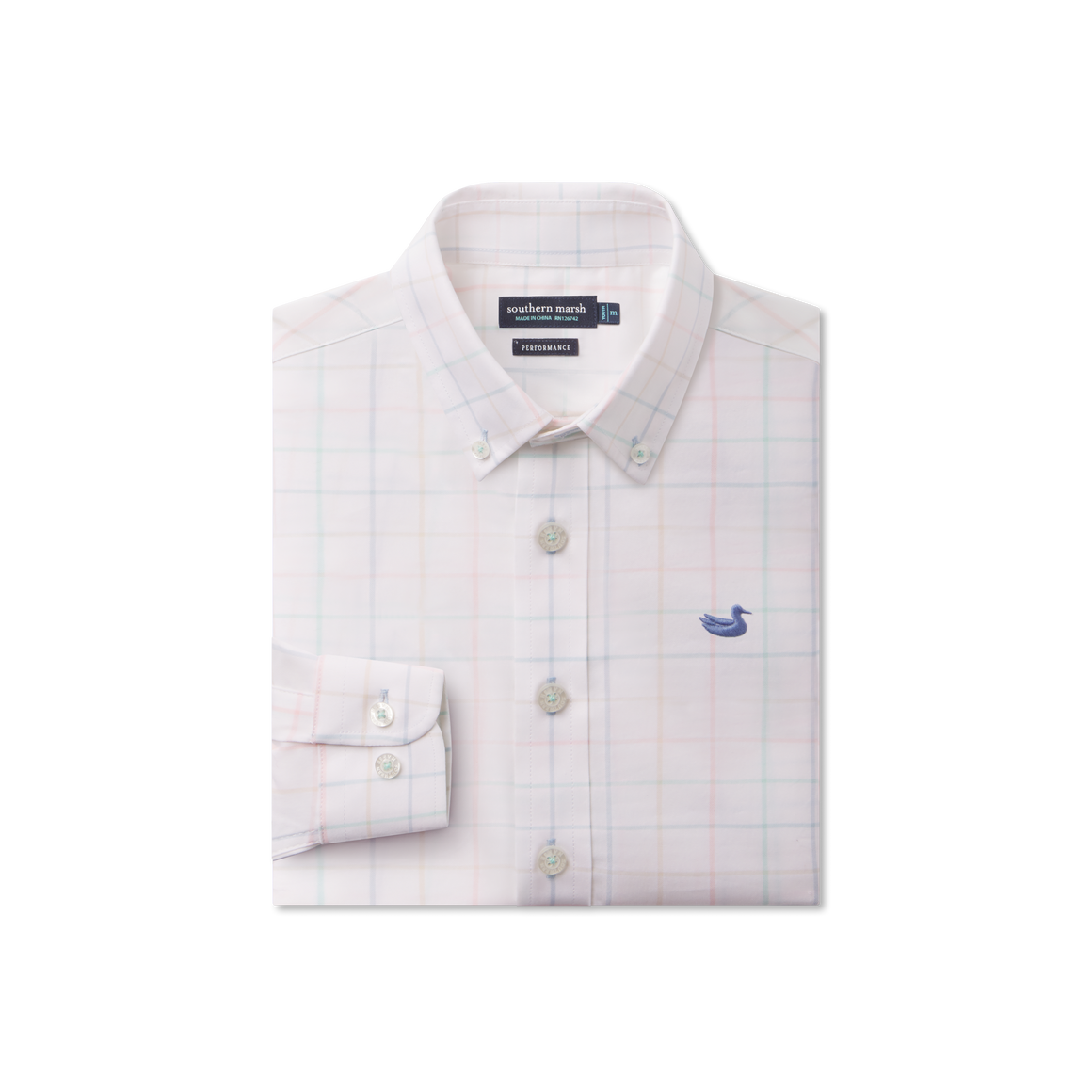 Lockhart Windowpane Performance Dress Shirt- Light Blue & Mint