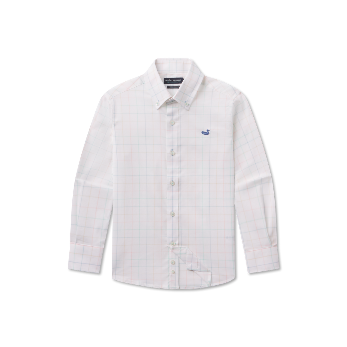Lockhart Windowpane Performance Dress Shirt- Light Blue & Mint