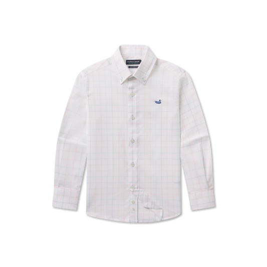 Lockhart Windowpane Performance Dress Shirt- Light Blue & Mint