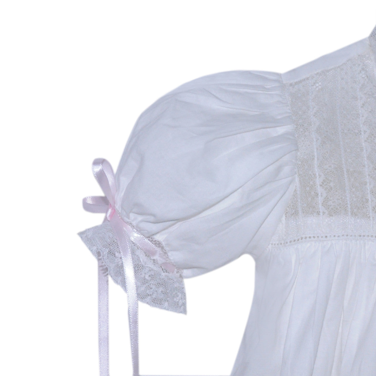 White Hazel Dress- Pink Ribbons