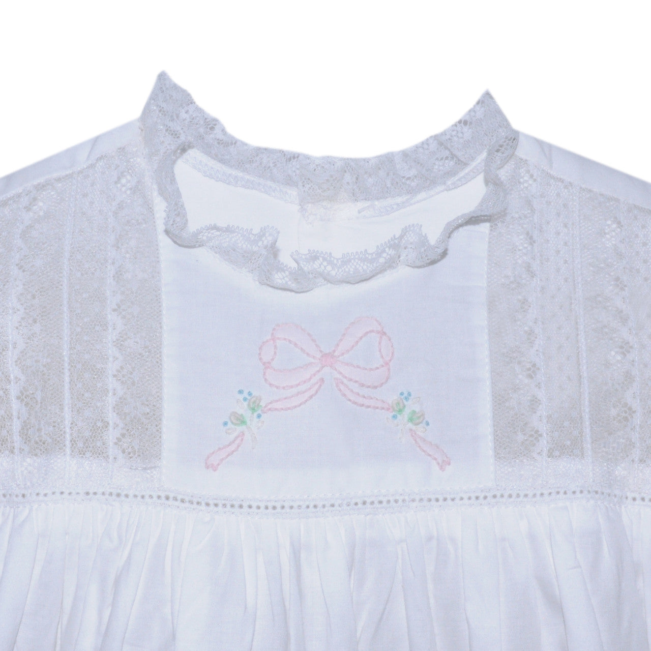 White Hazel Dress- Pink Ribbons