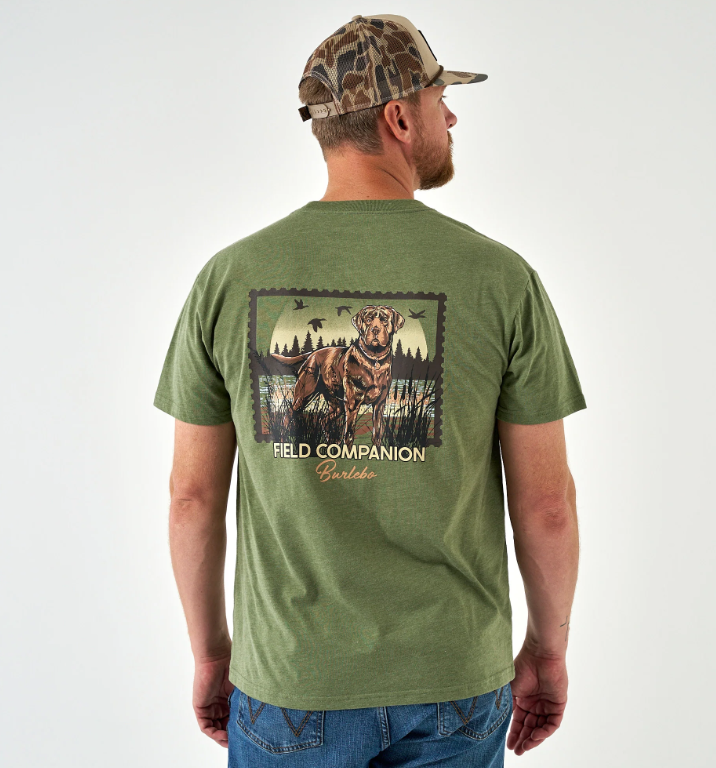 Duck Dog Stamp Tee- Heather Olive