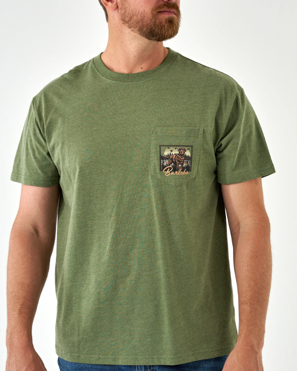Duck Dog Stamp Tee- Heather Olive