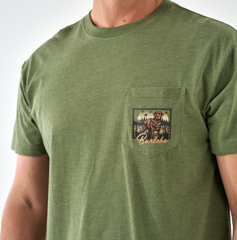 Duck Dog Stamp Tee- Heather Olive