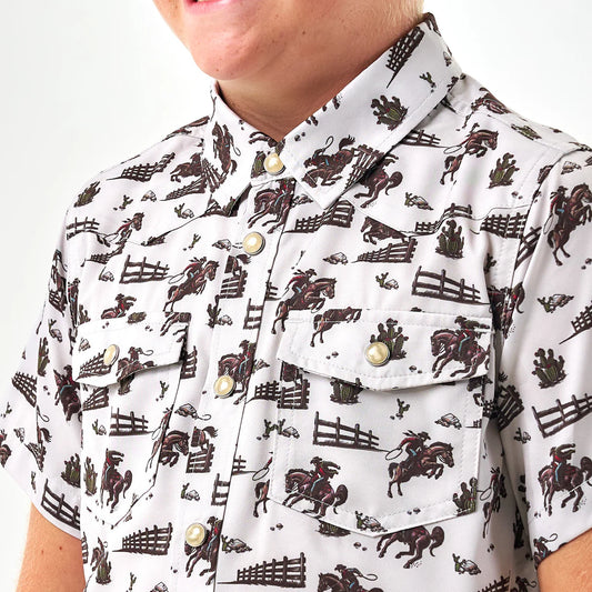 Youth Performance Western Button Up- Cowboy Country