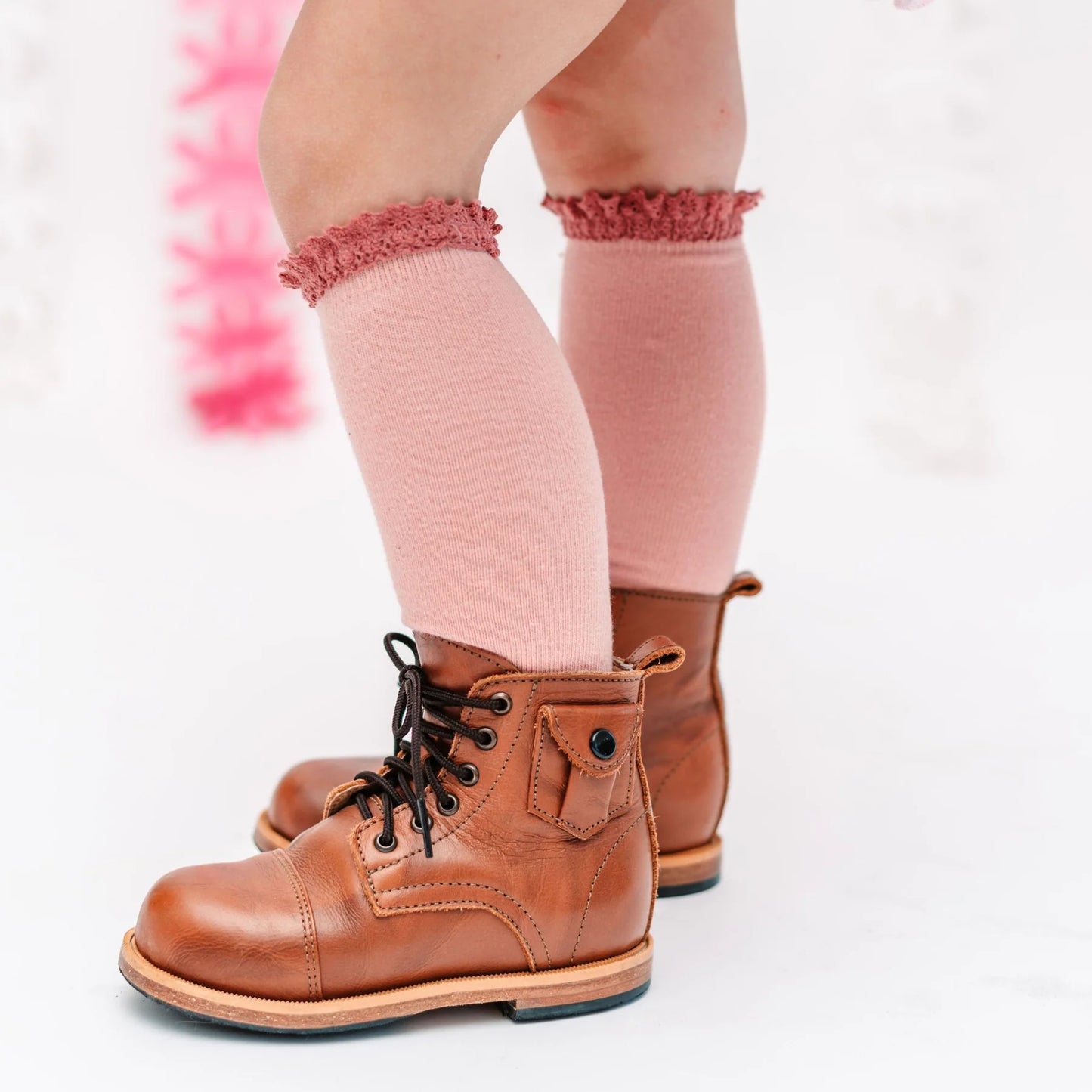 Lace Top Knee High- Blush
