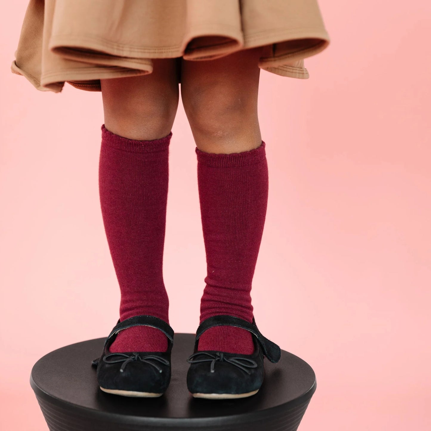 Scalloped Knee High- Burgundy