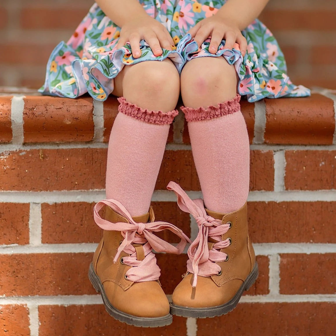 Lace Top Knee High- Blush