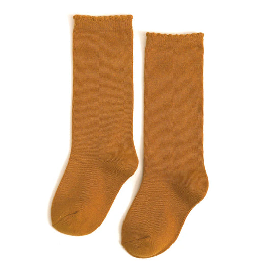 Scalloped Knee High- Mustard