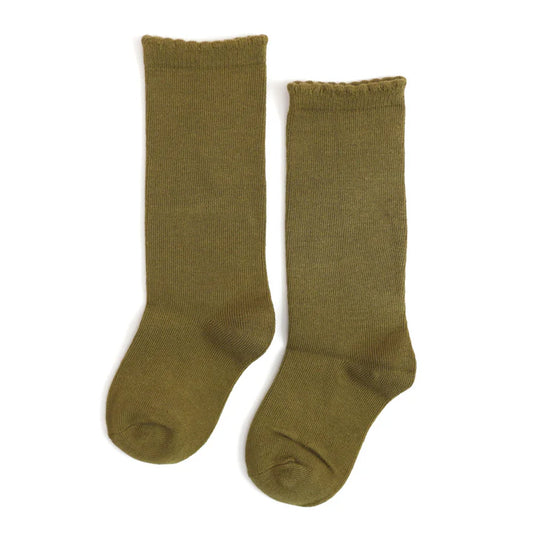 Scalloped Knee High- Olive