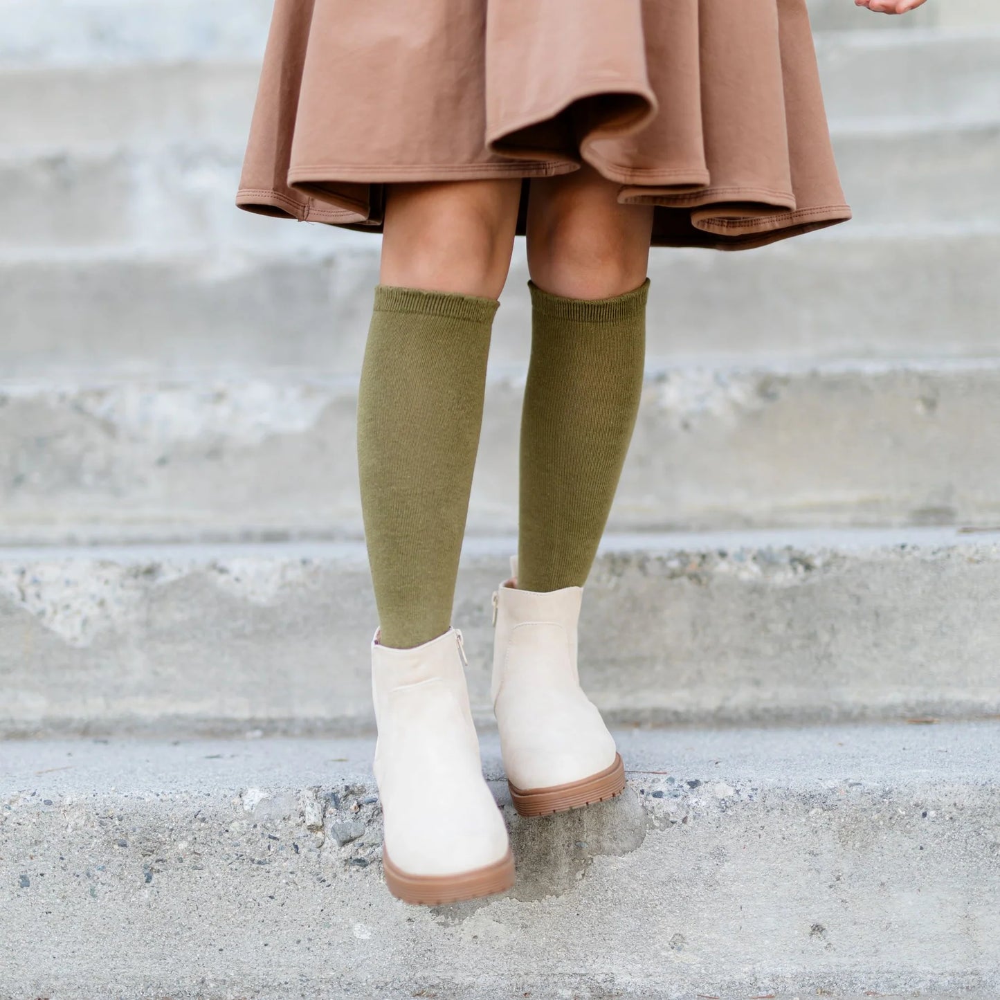 Scalloped Knee High- Olive