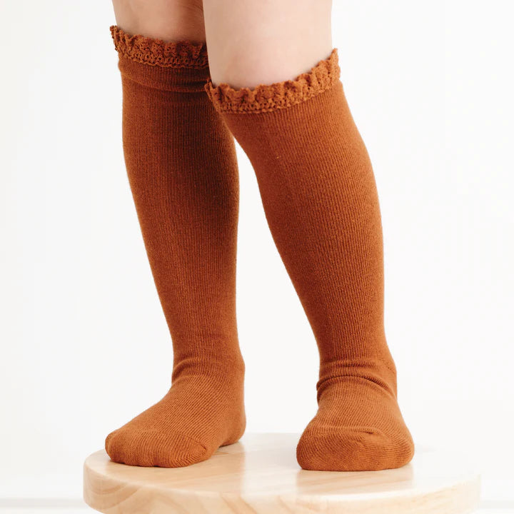 Lace Top Knee High- Almond