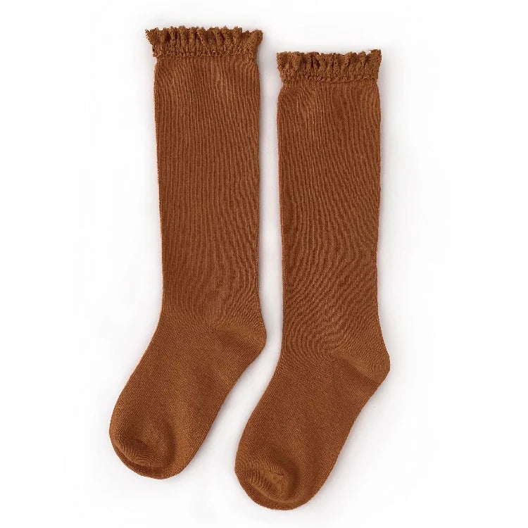 Lace Top Knee High- Almond