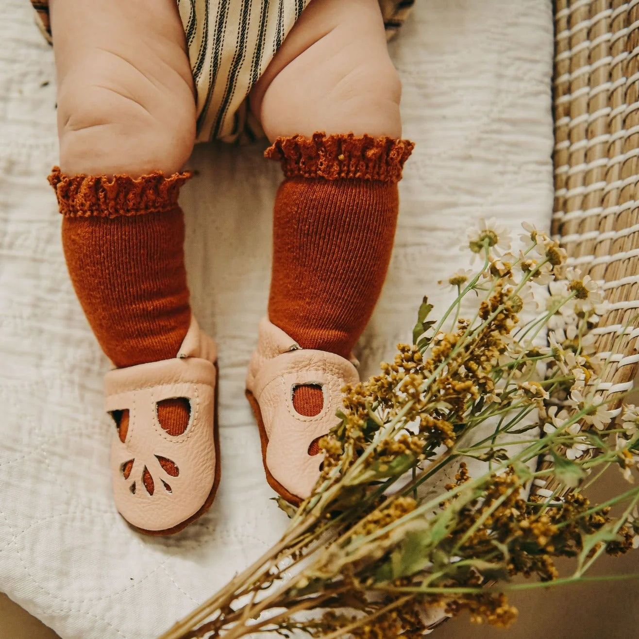 Lace Top Knee High- Almond